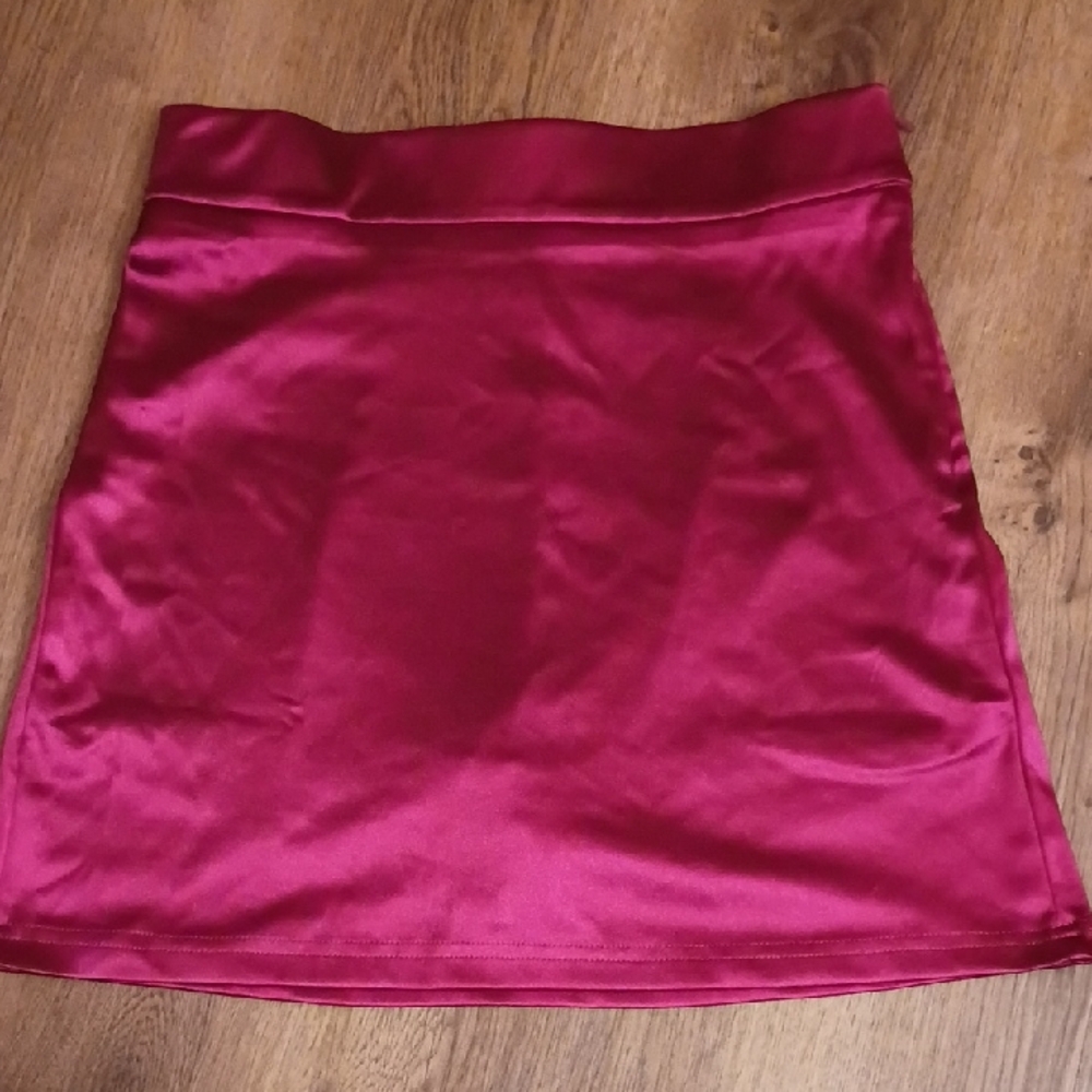 Meshki Mini Satin Skirt in Deep Berry
